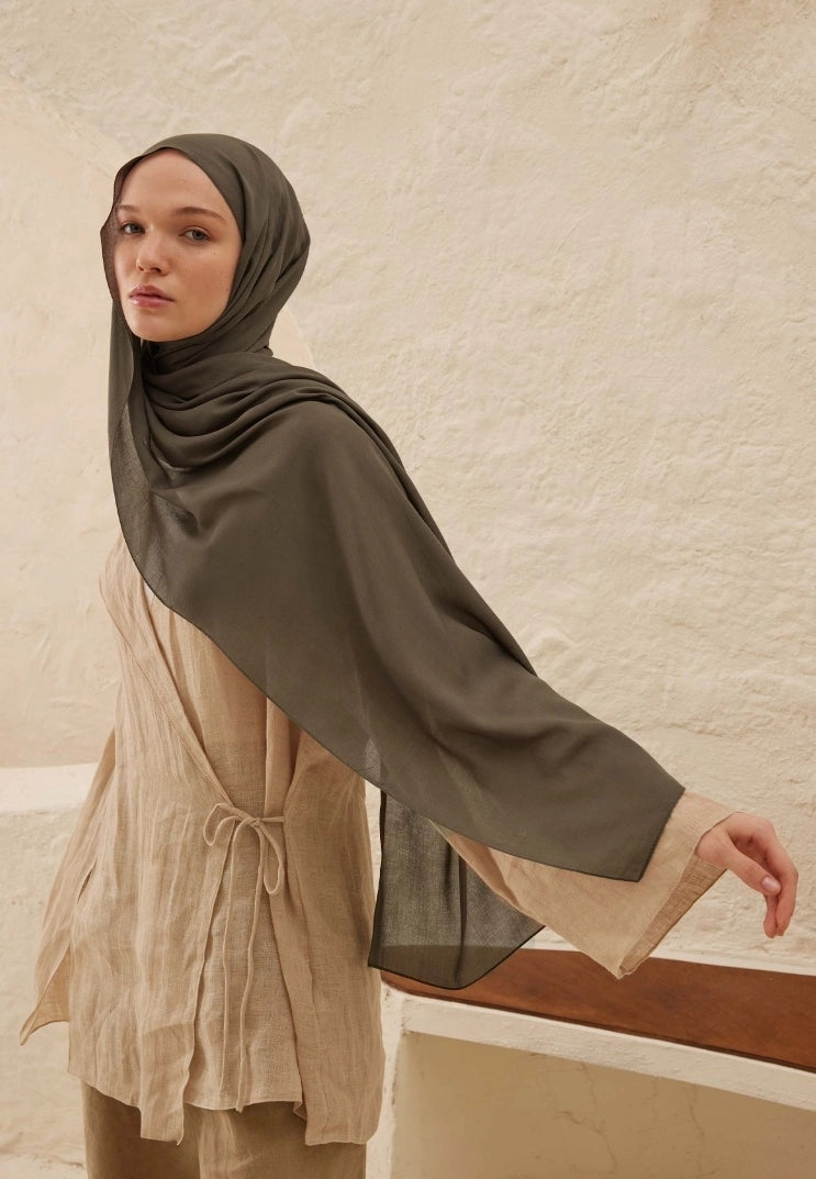 Plain Rami Viscose Scarf Dusty Brown Plain Rami Viscose Scarf Dusty Brown