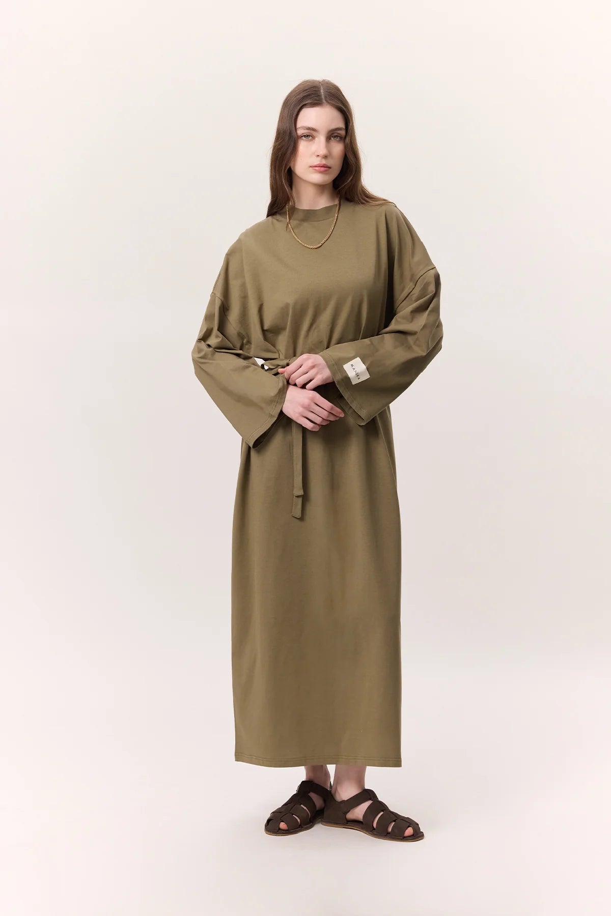 Long Oversized Dress Dusty Khaki Green