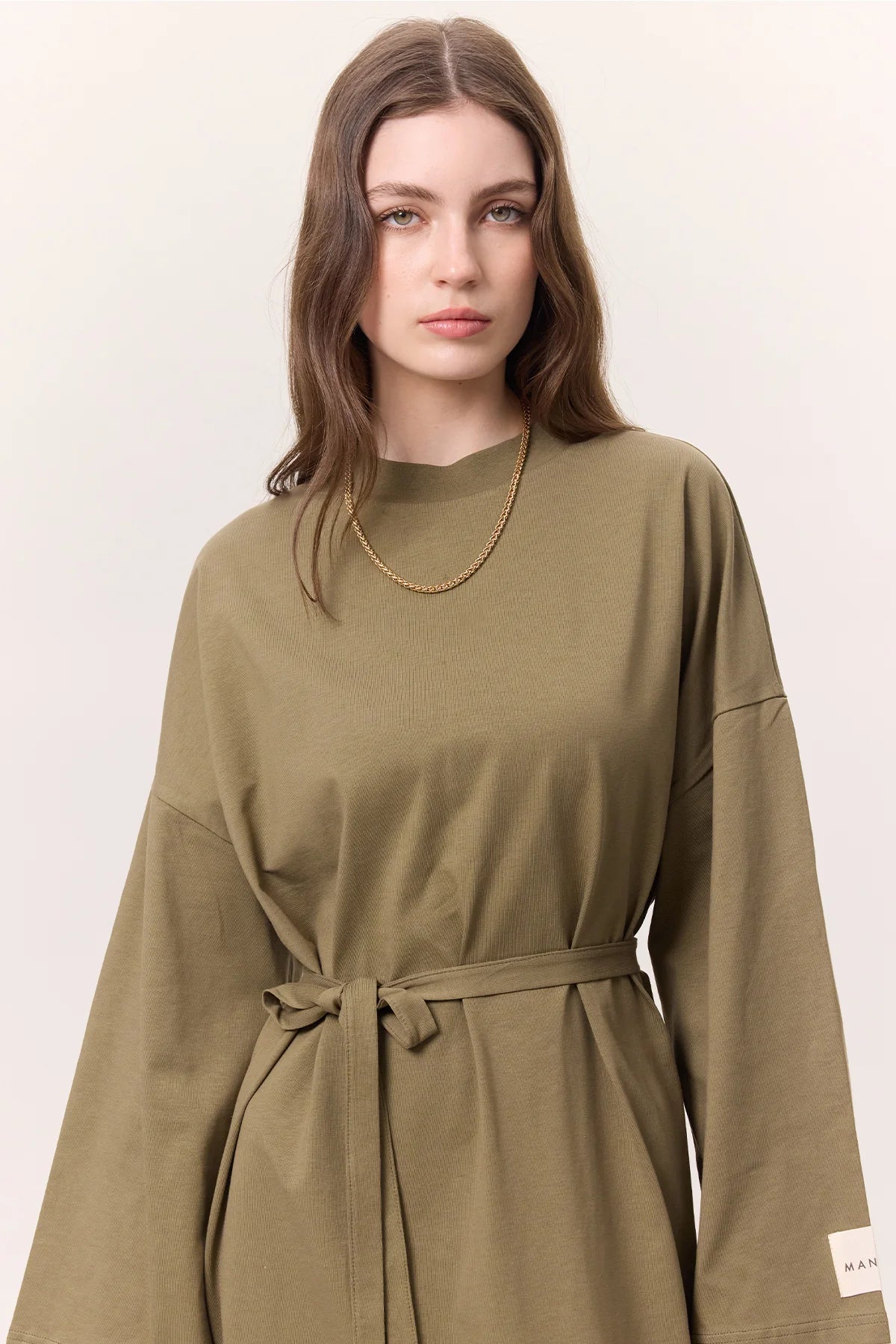 Long Oversized Dress Dusty Khaki Green