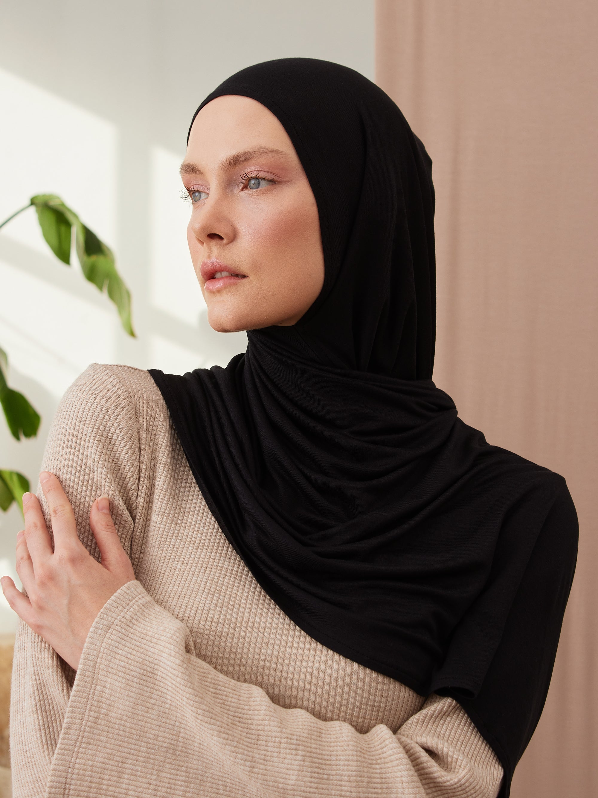 Instant Premium Jersey Hijab - Vorgefertigter Komfort Mit Chin-Sitz