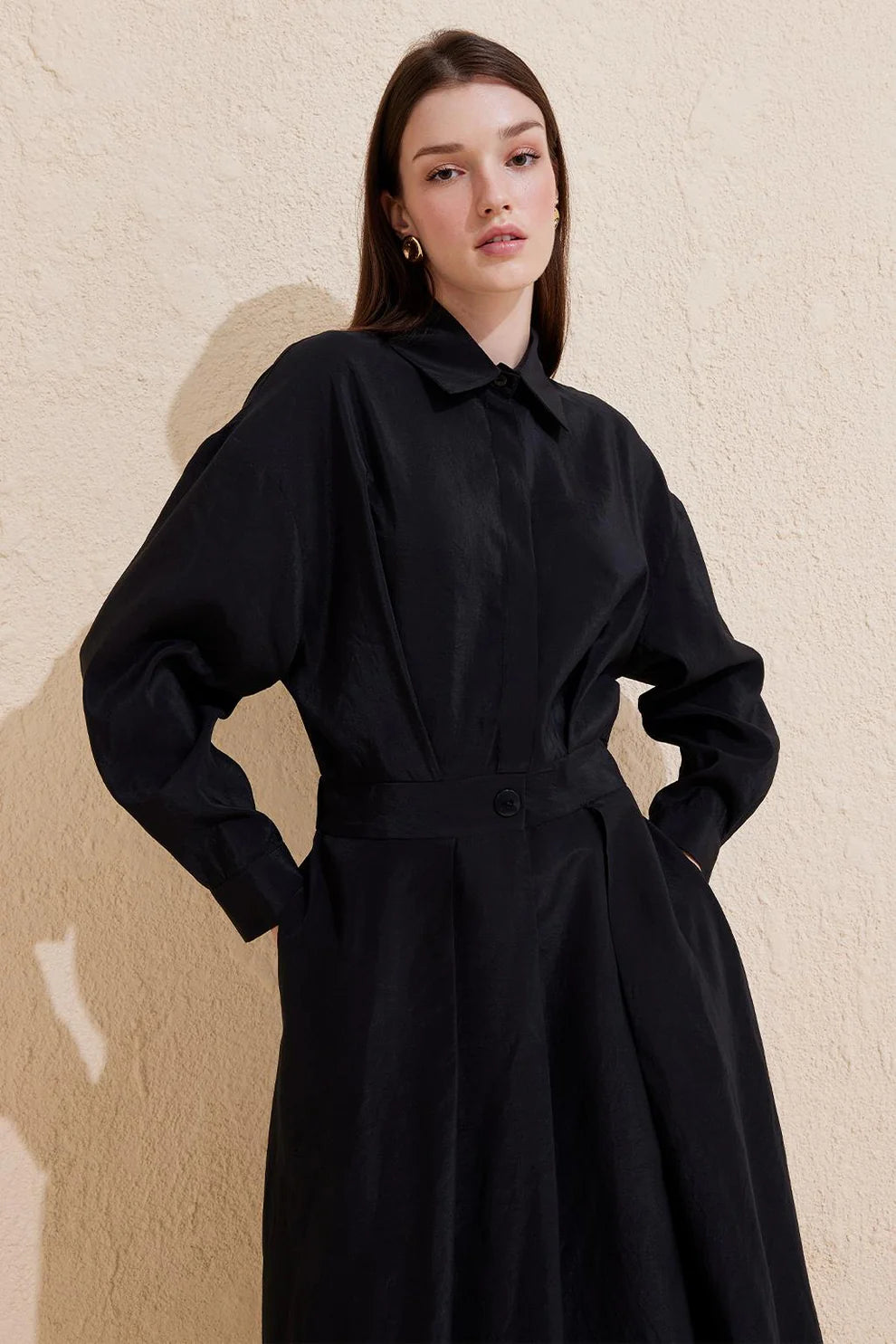 Pleated Long Dress Black Pleated Long Dress Black