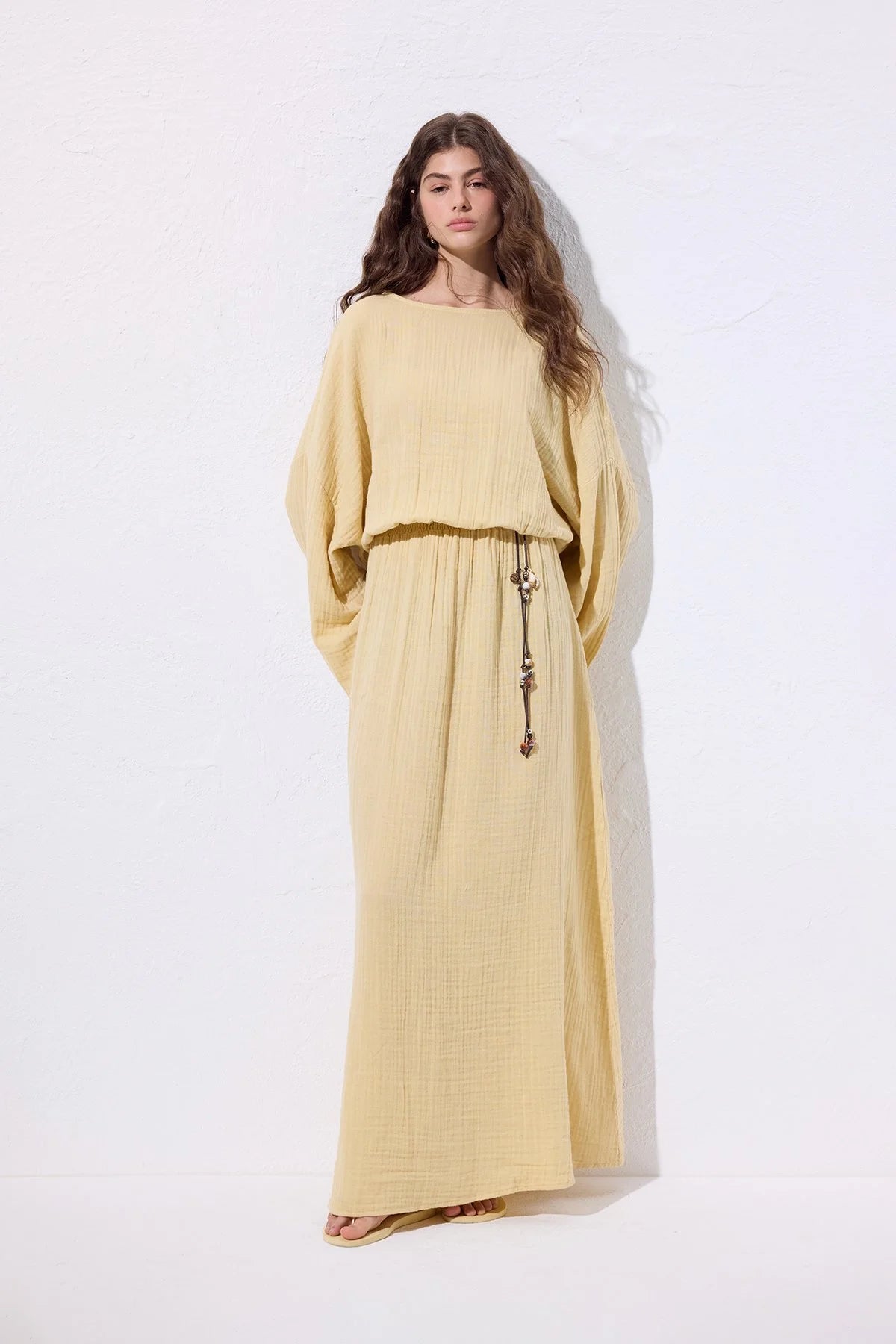 Muslin Gathered Dress Butter Yellow