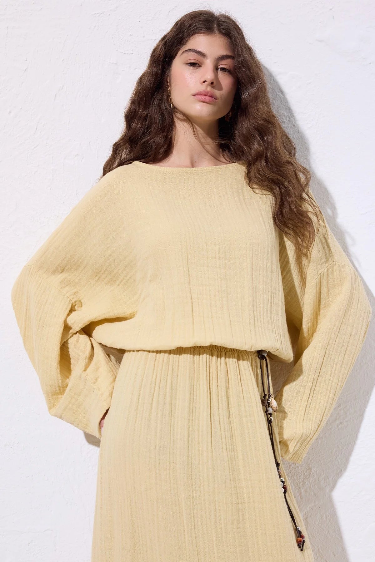 Muslin Gathered Dress Butter Yellow