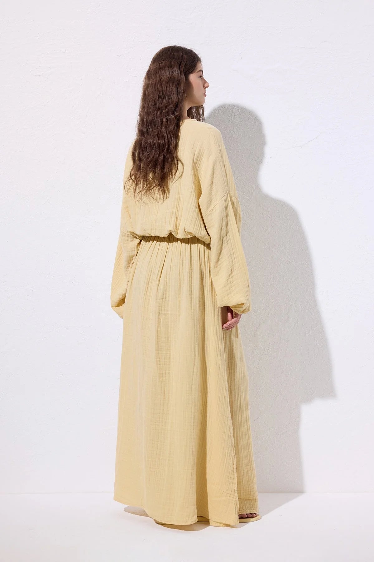 Muslin Gathered Dress Butter Yellow