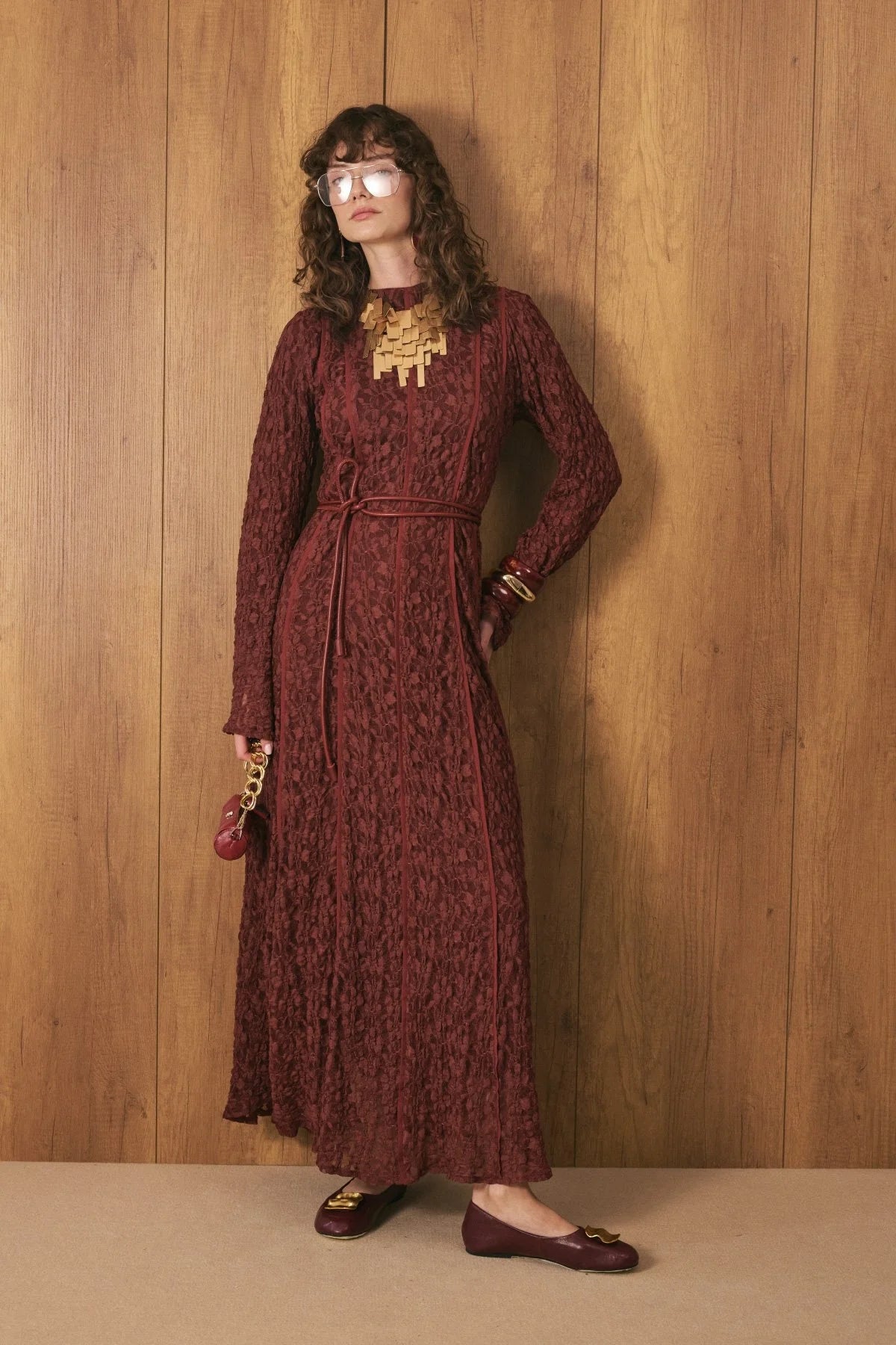 Premium Lace Dress - Burgundy