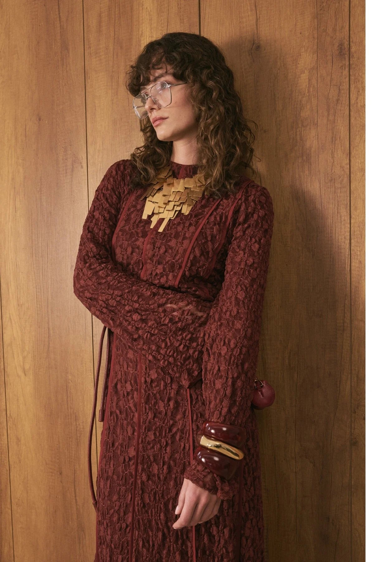 Premium Lace Dress - Burgundy