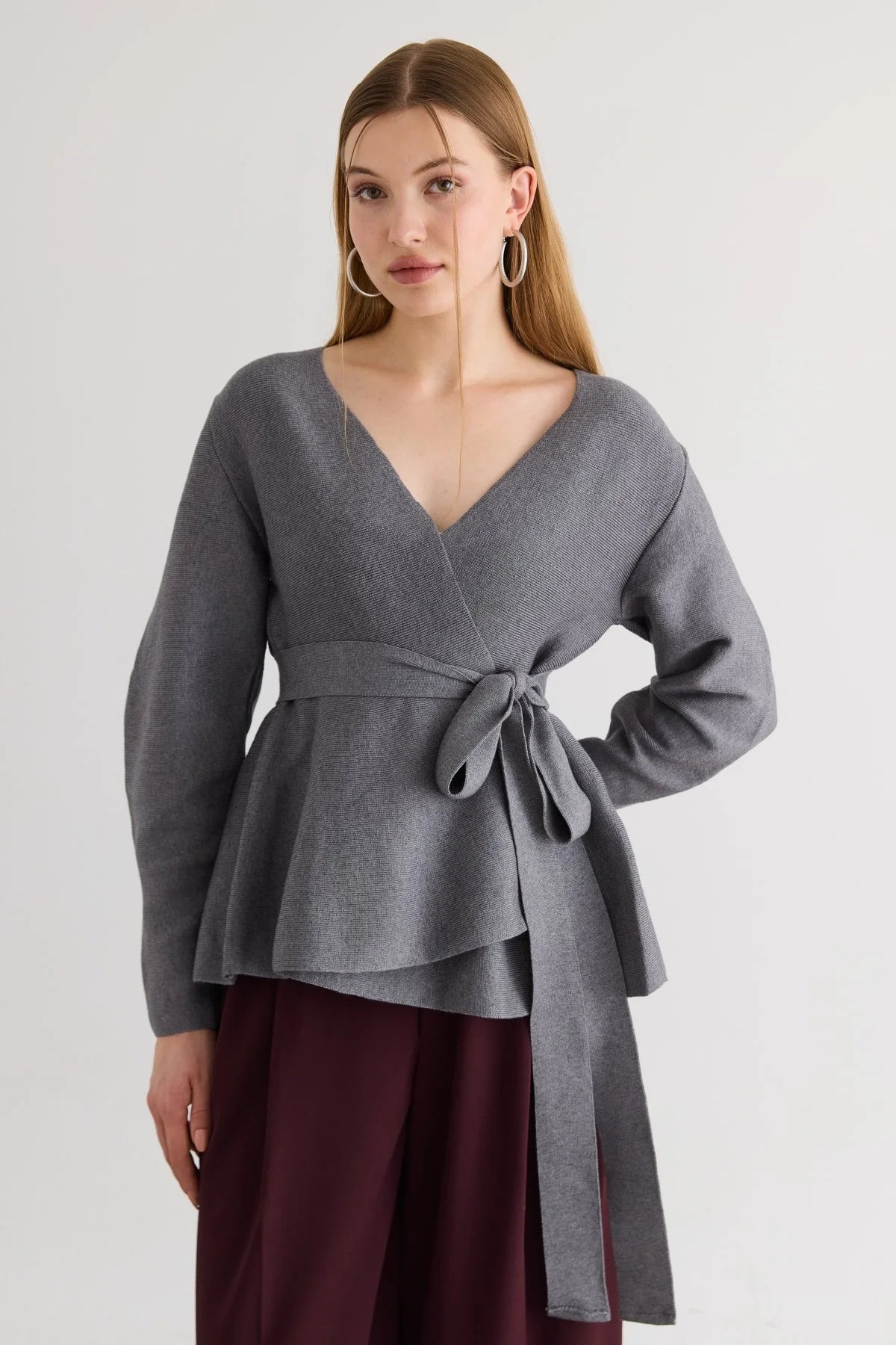 Interlock Knit Cardigan Gray