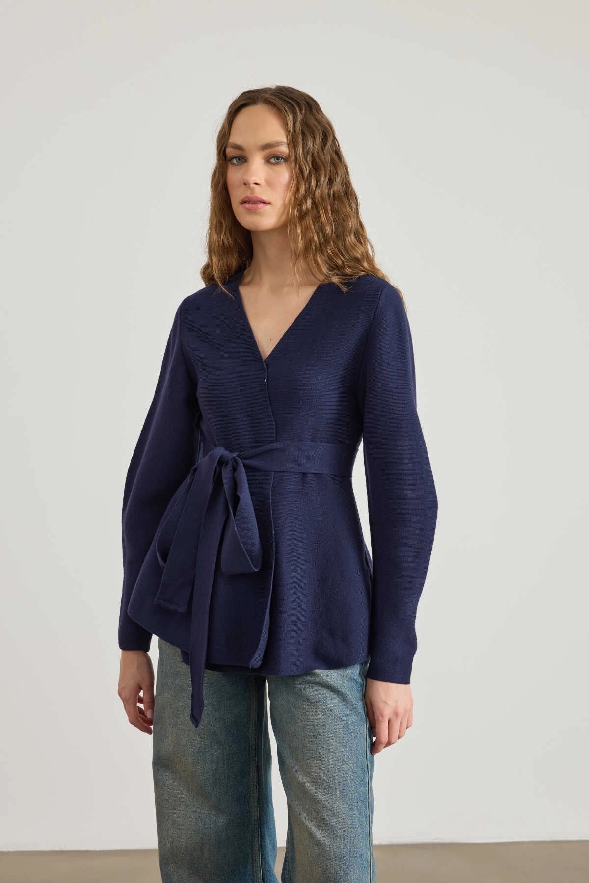 Interlock Knit Cardigan Navy Blue