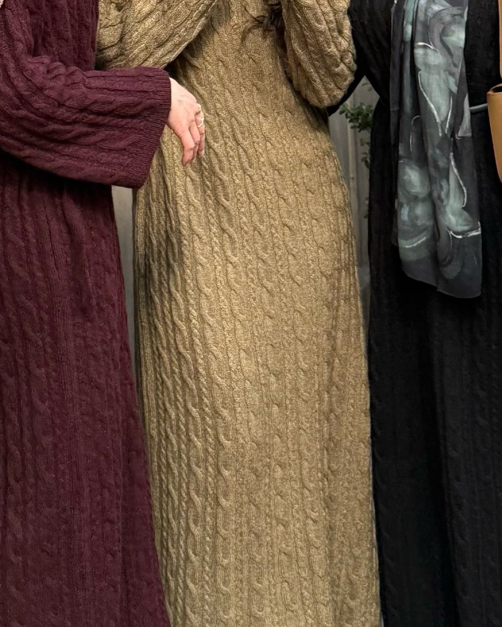 Cable Knit Sweater Dress Green Cable Knit Sweater Dress Green