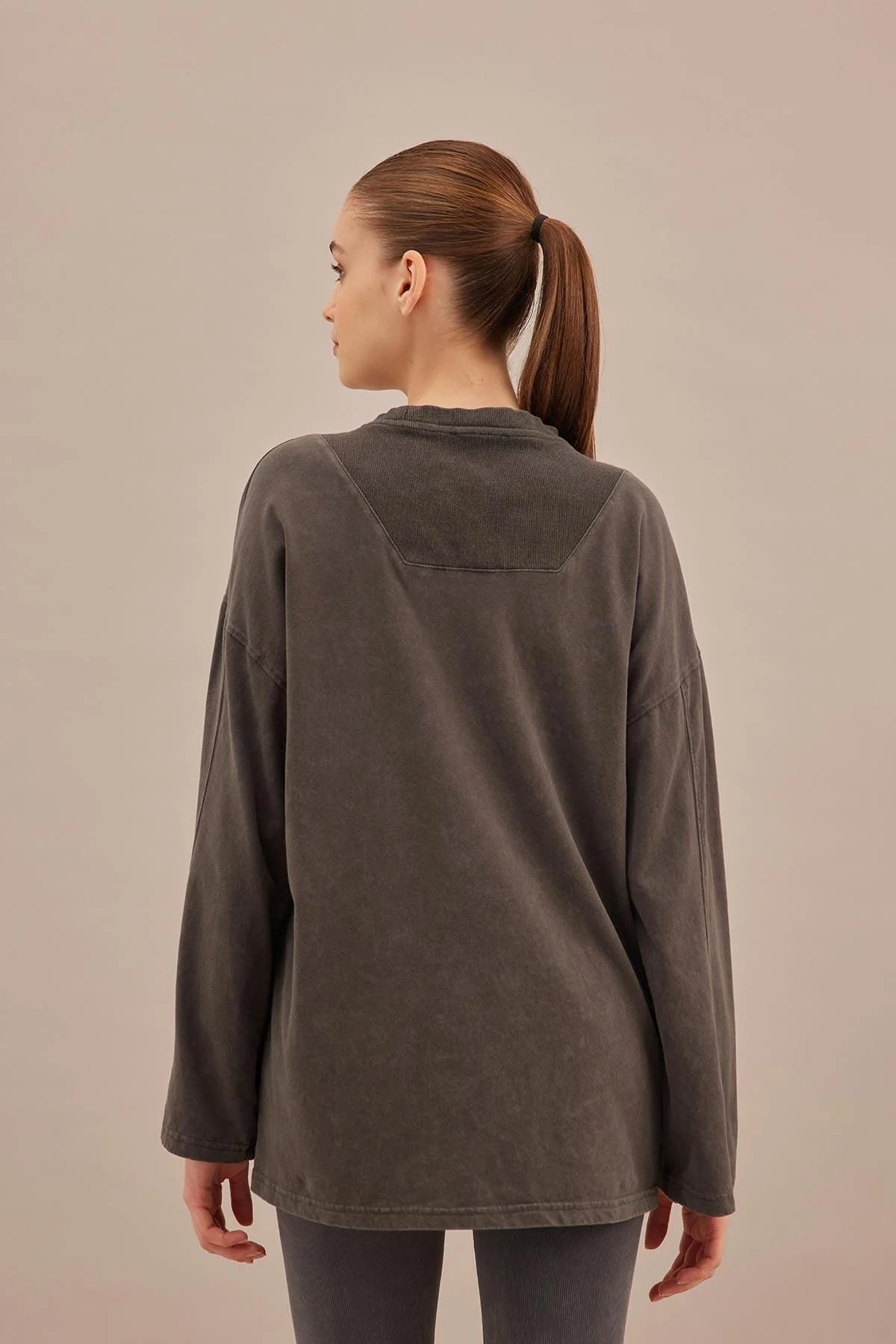 Faded Effect Oversize Sweatshirt Anthracite