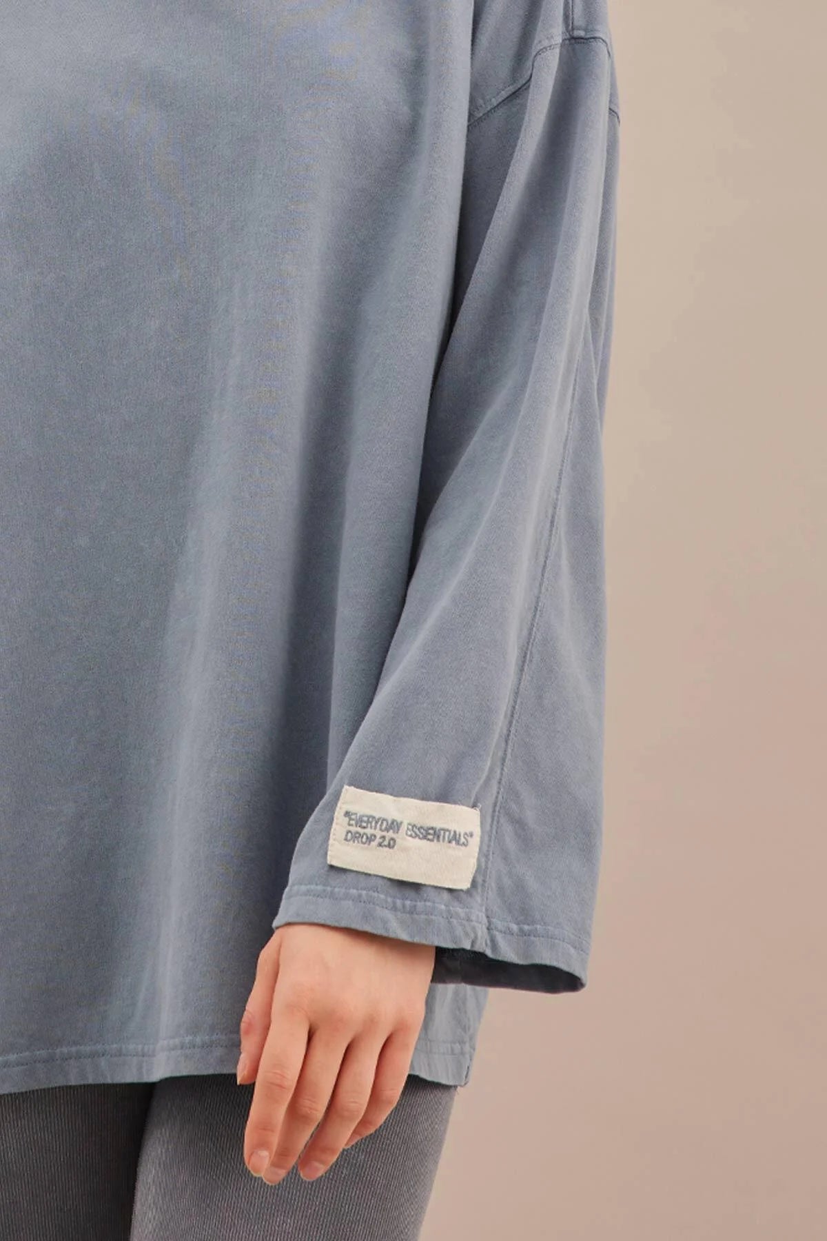 Faded Effect Oversize Sweatshirt Blue