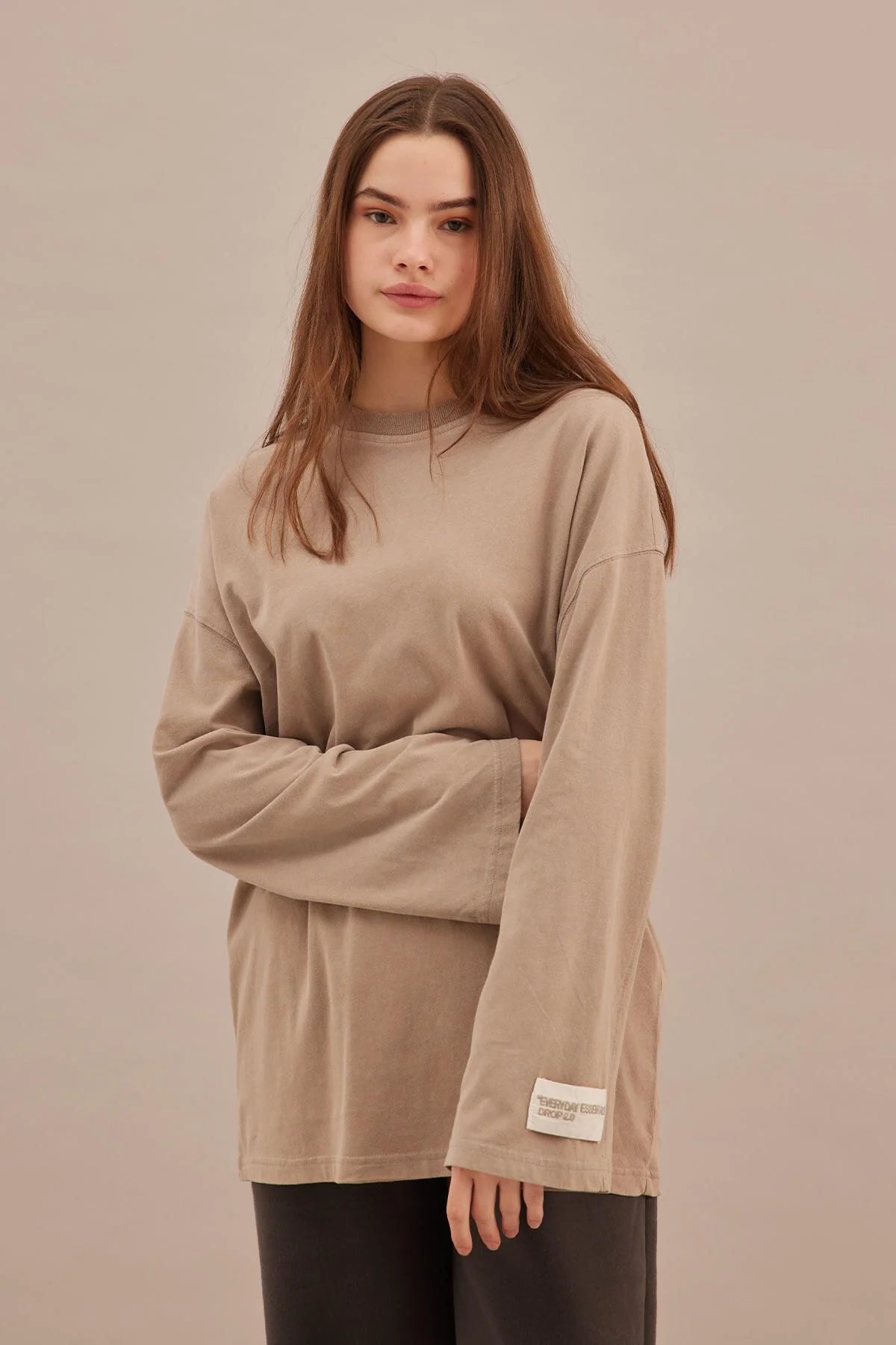 Faded Effect Oversize Sweatshirt Stone