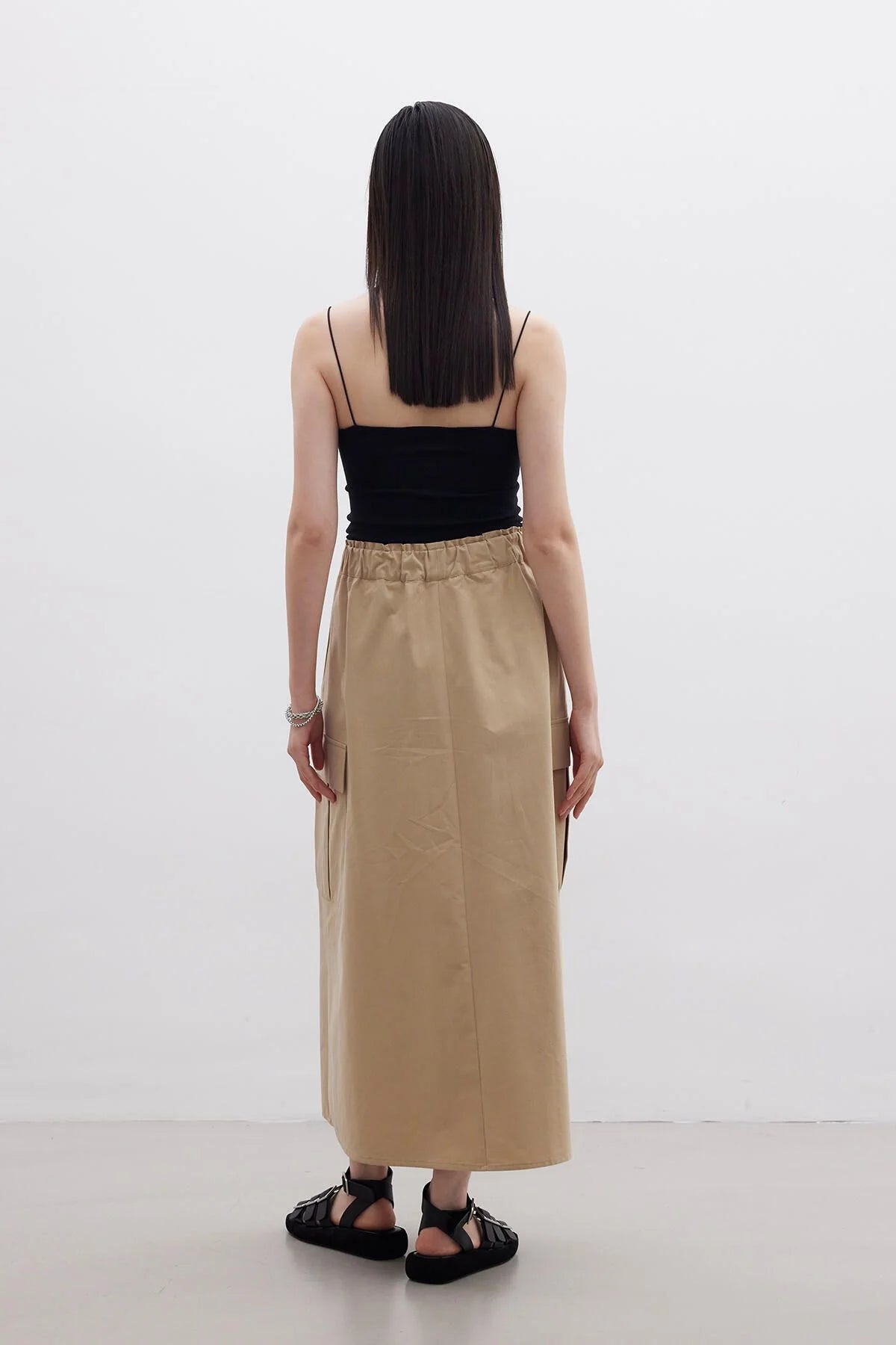 Cargo Pocket Detail Skirt Camel