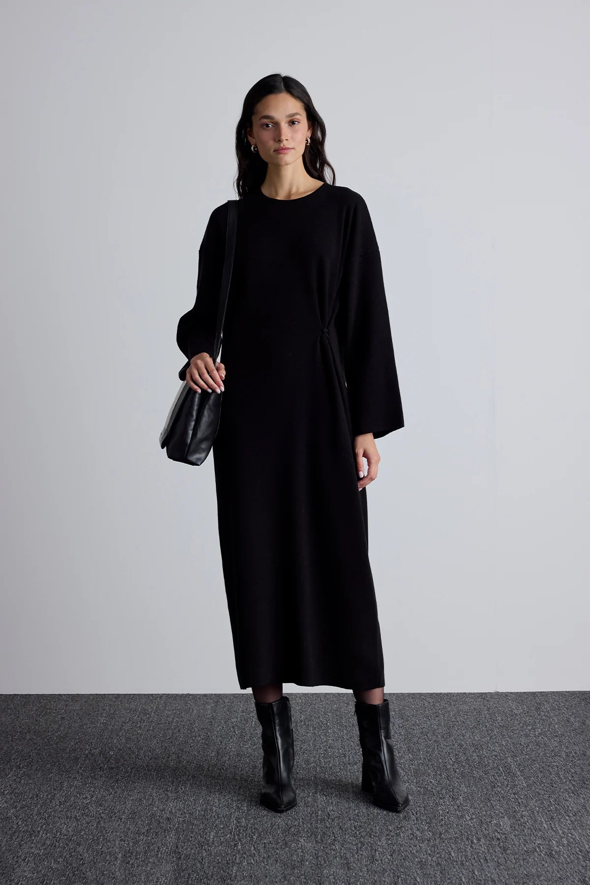 Tie Knit Dress Black