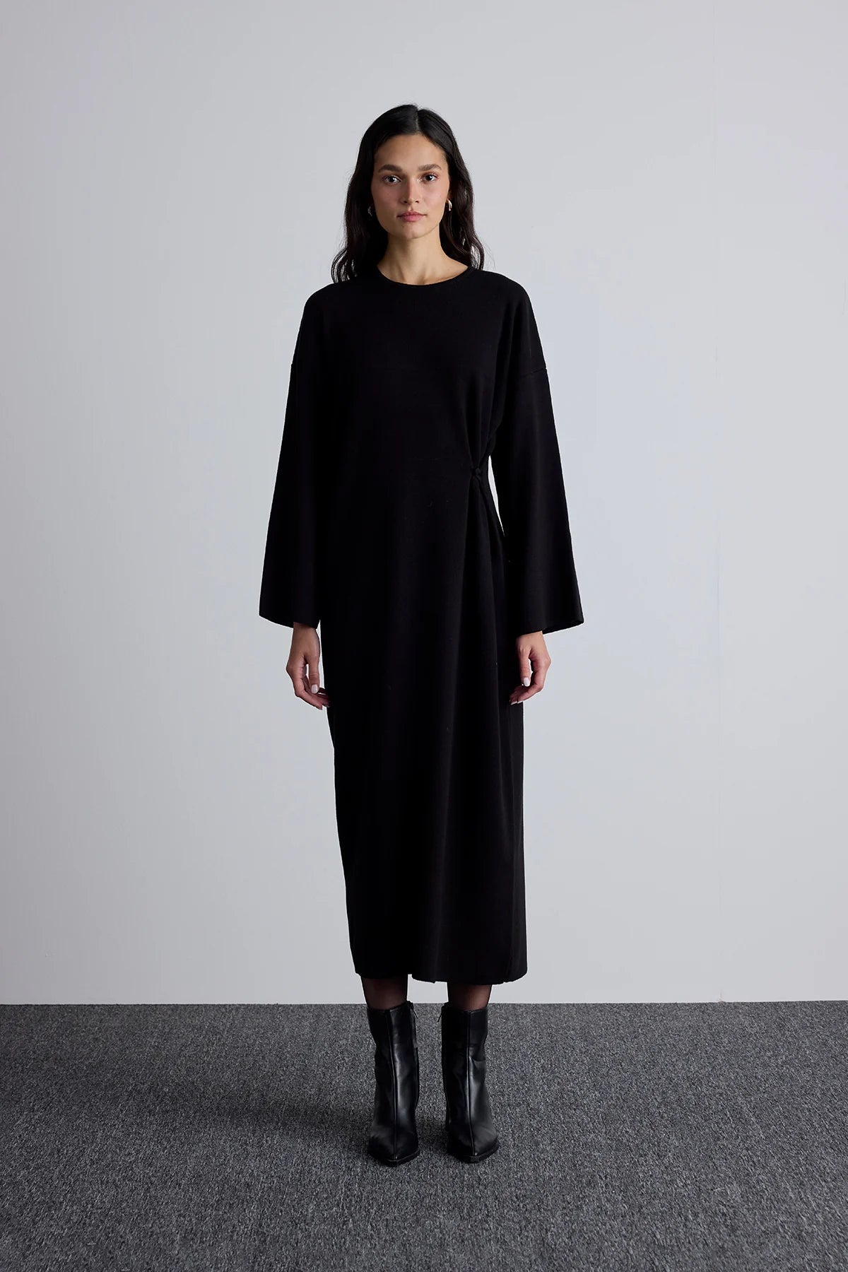 Tie Knit Dress Black