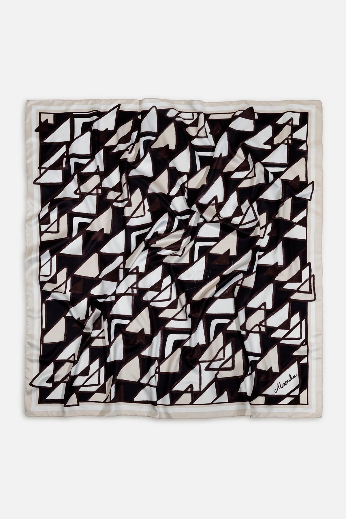 Patterned Satin Neck Scarf Milano Brown