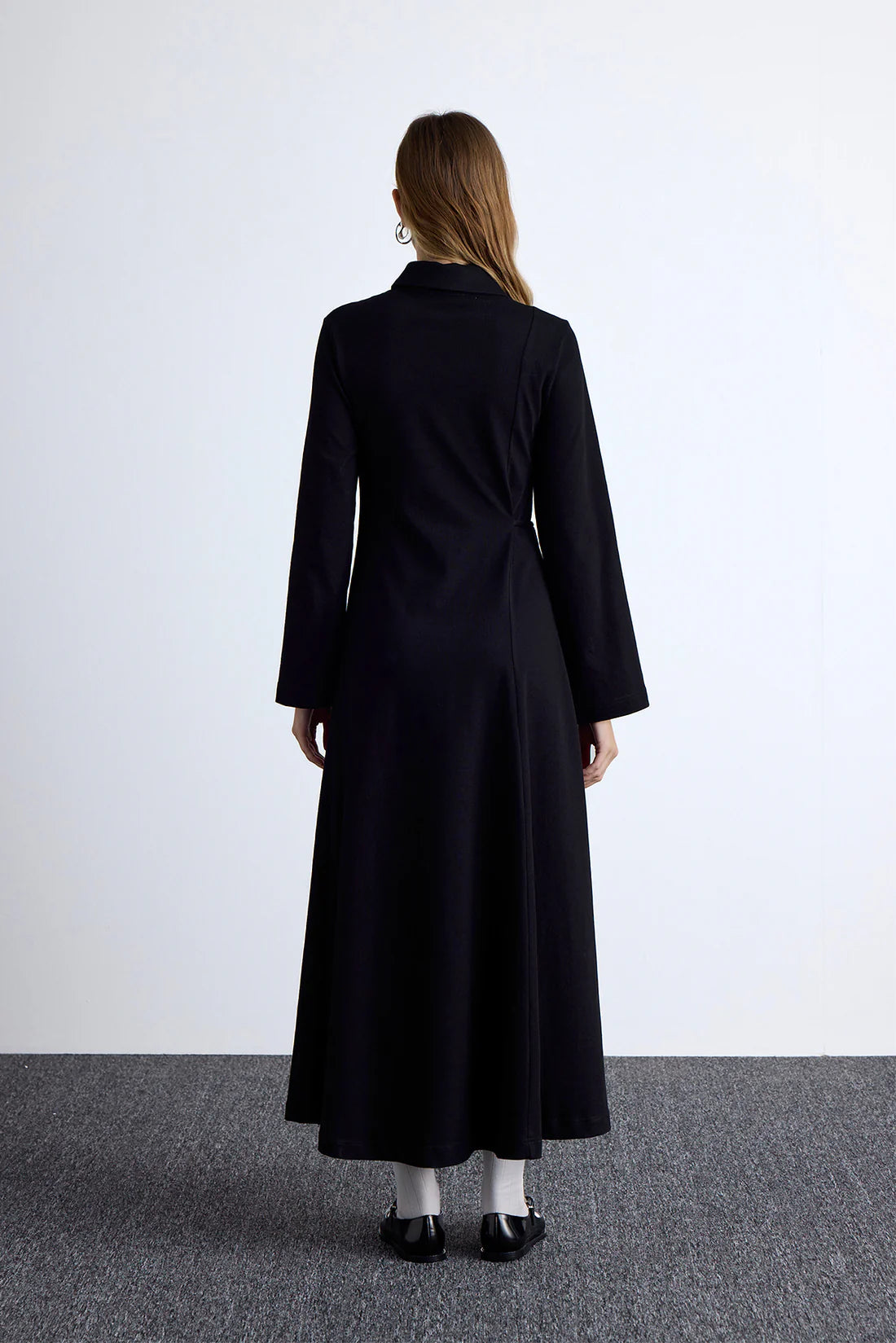 Premium Knitted Collared Dress Black