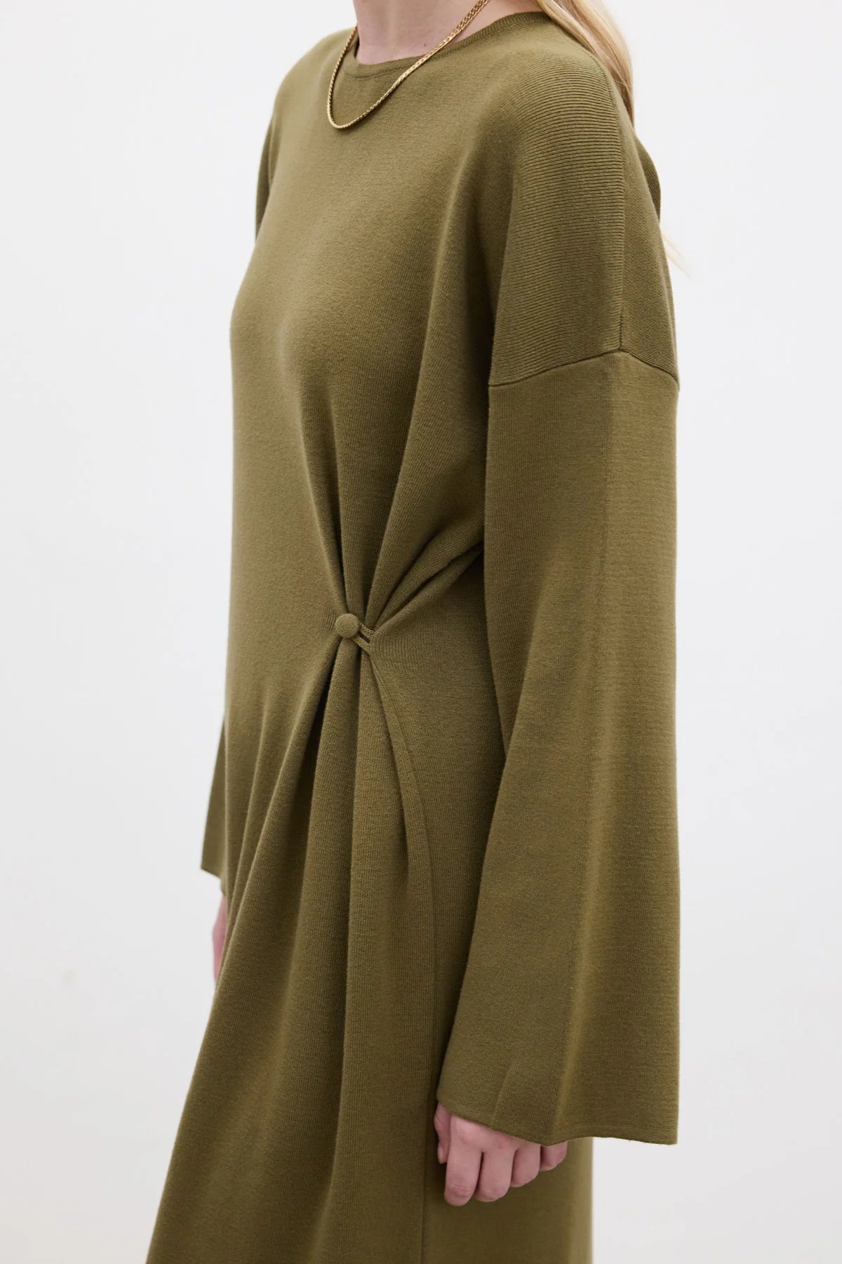 Tie Knit Dress Olive Green