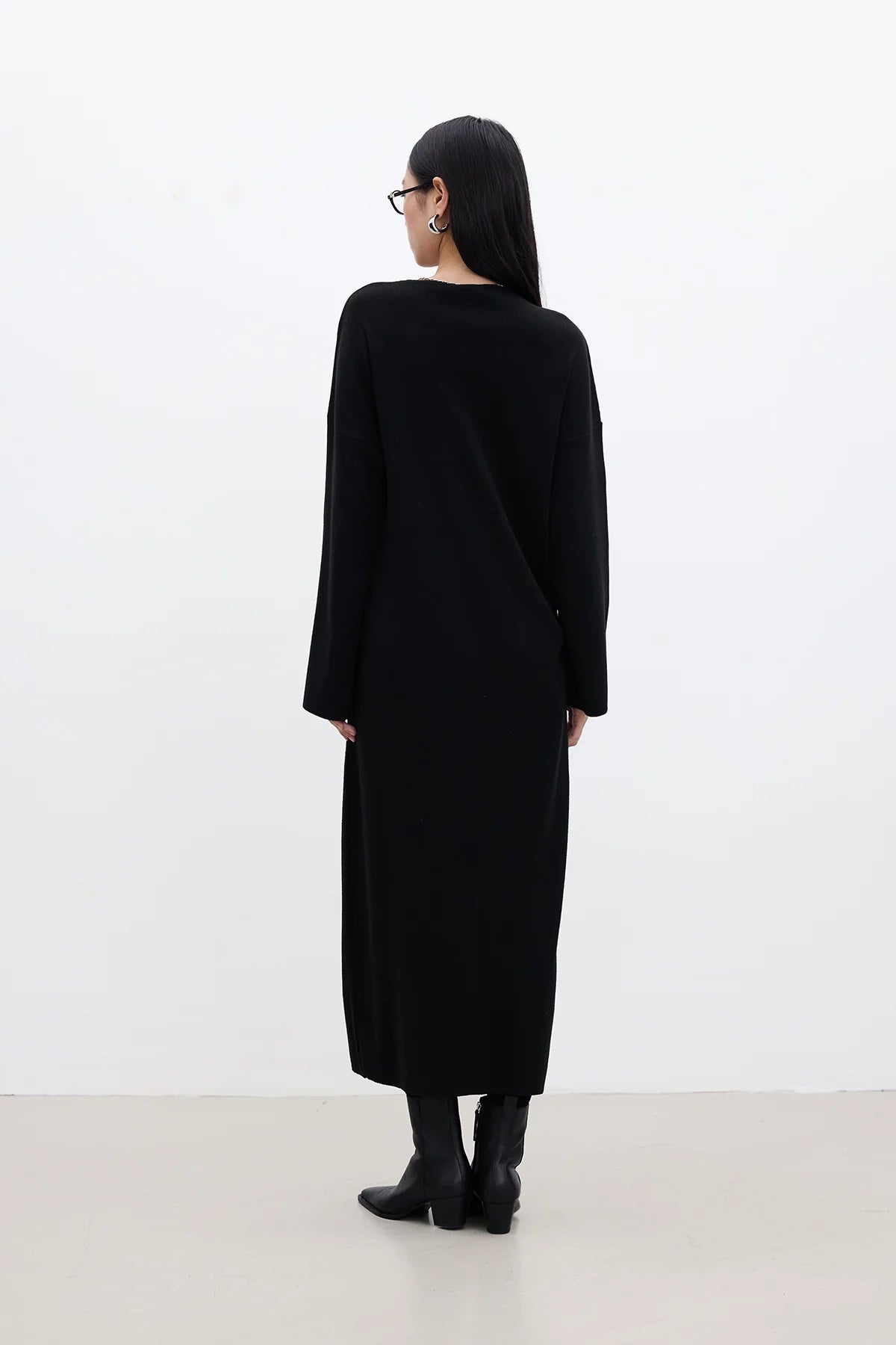 Tie Knit Dress Black