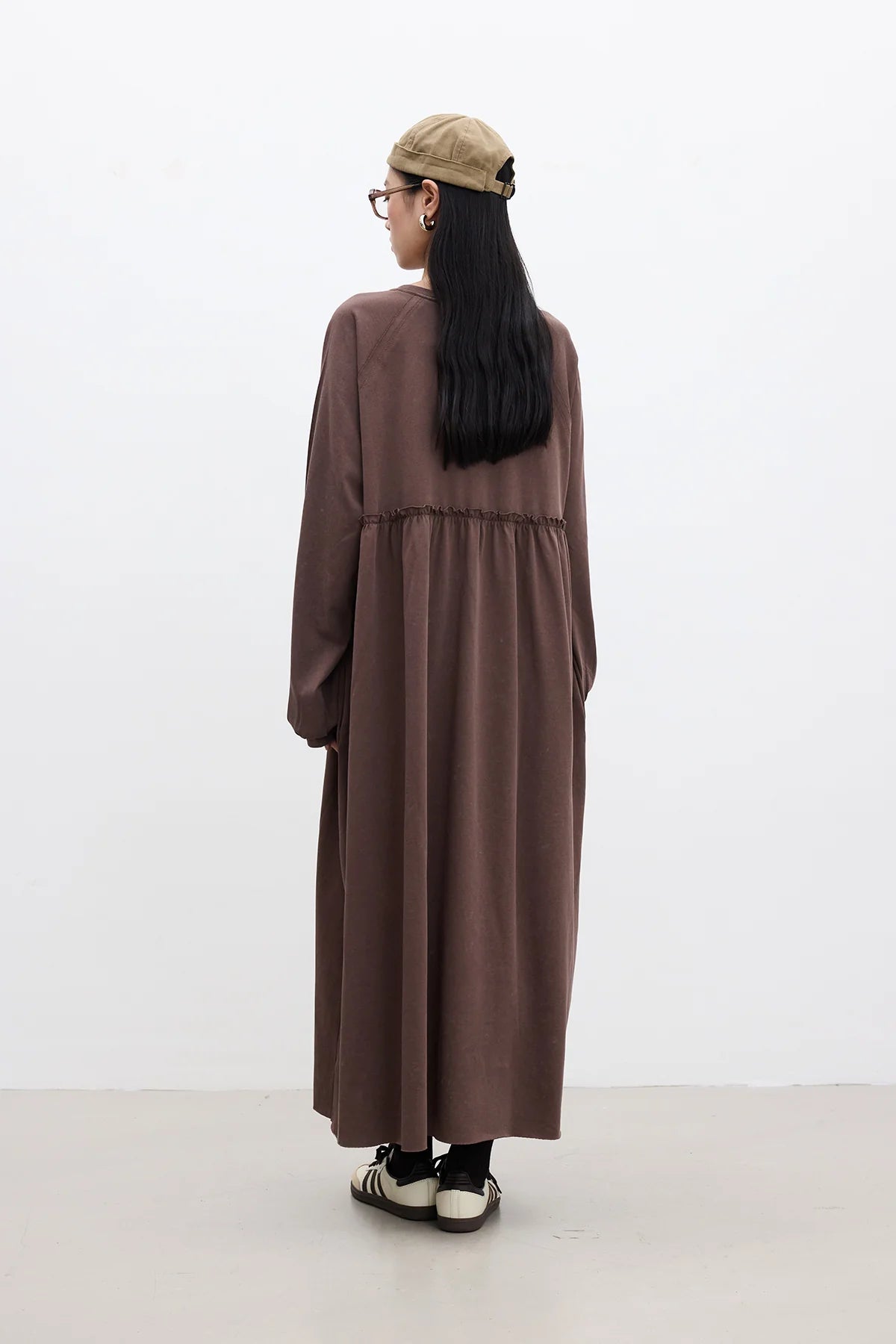 Oversized Ruched Dress Brown