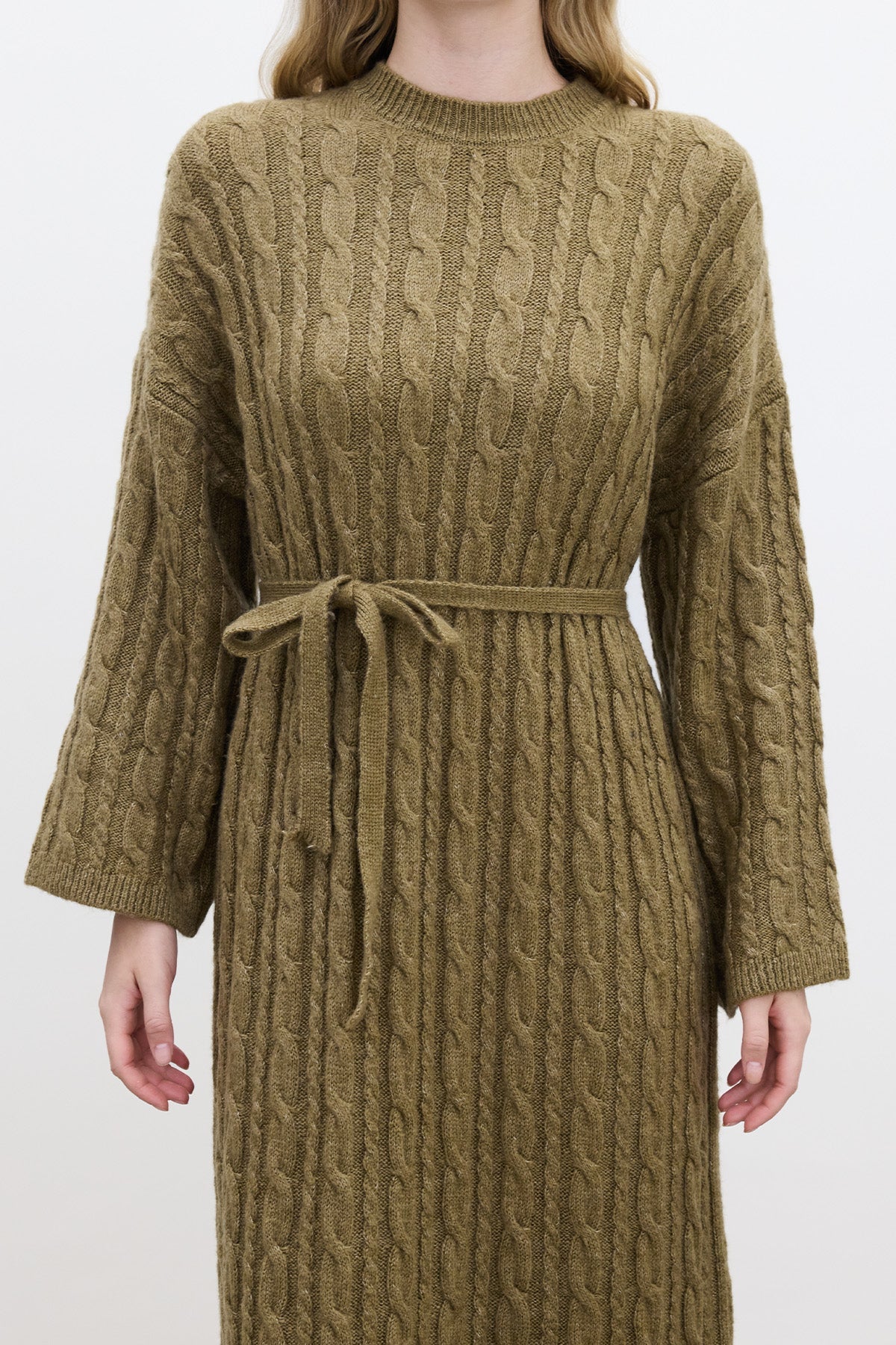Cable Knit Sweater Dress Green Cable Knit Sweater Dress Green