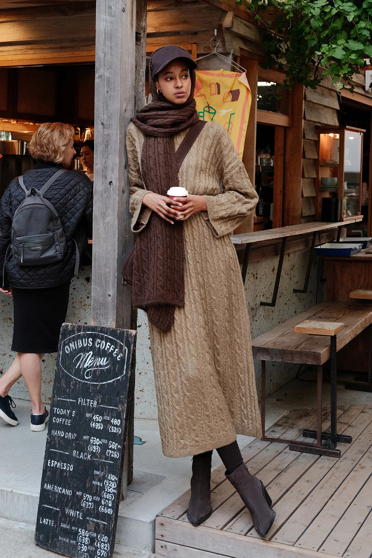 Cable Knit Sweater Dress Green