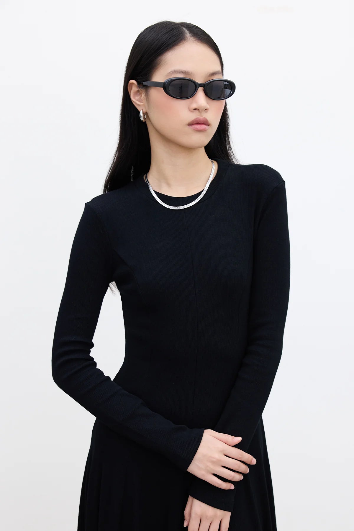 Fitted Ribbed Dress Black