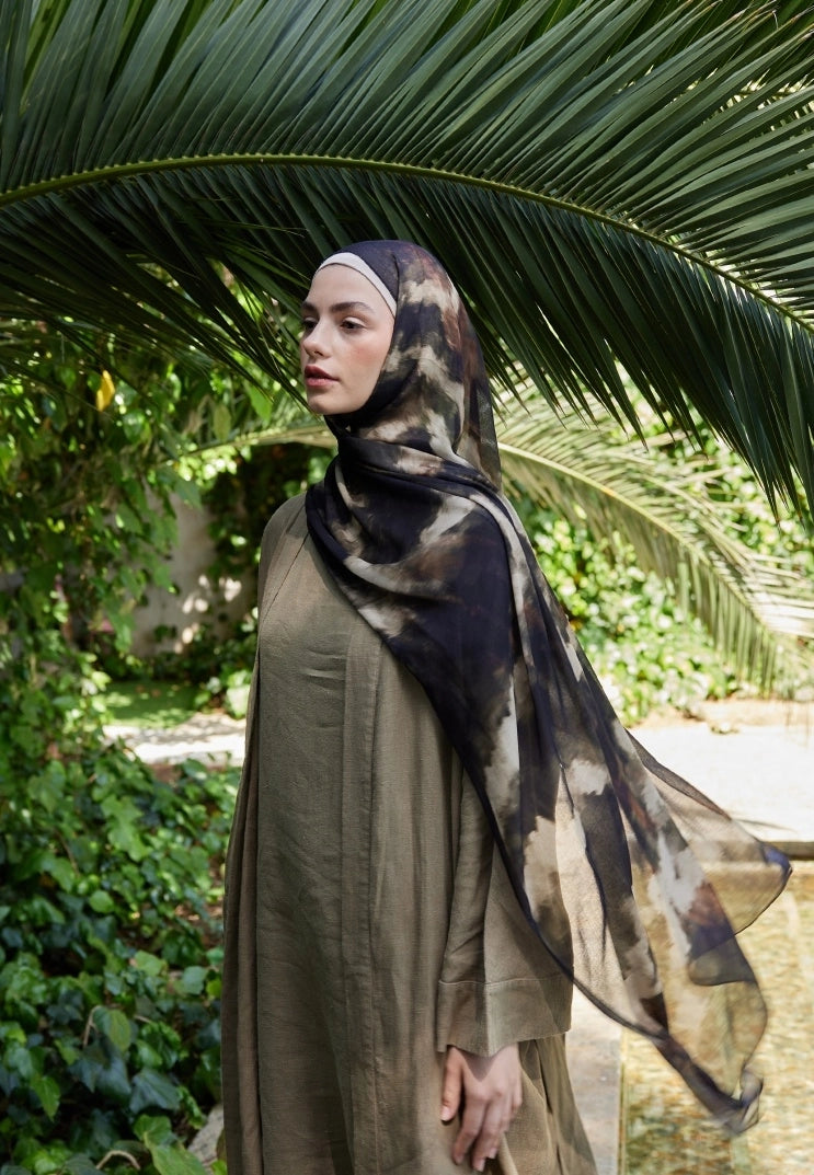 Batik Viscose Scarf Black