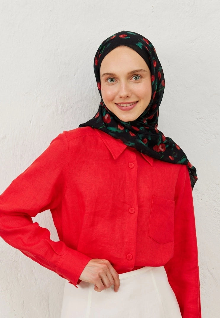 Cherry Viscose Scarf Black