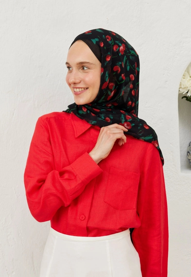 Cherry Viscose Scarf Black