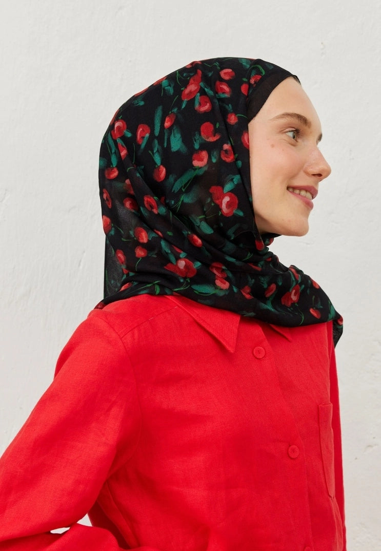 Cherry Viscose Scarf Black