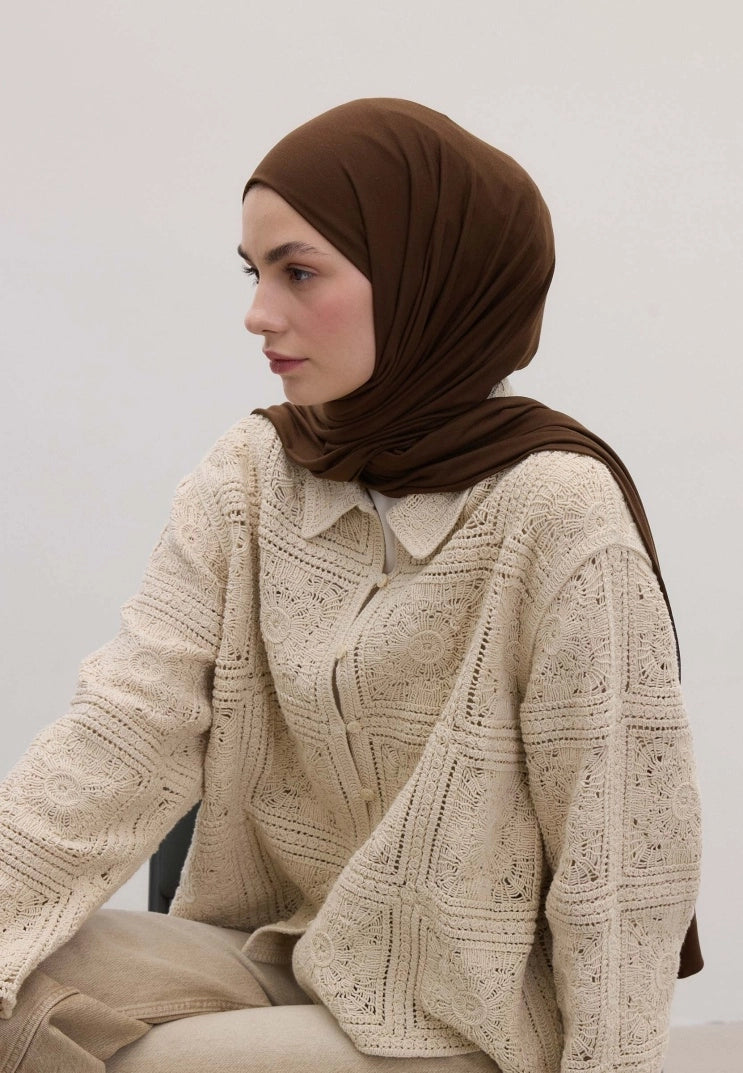 Bamboo Jersey Scarf Warm Coffee