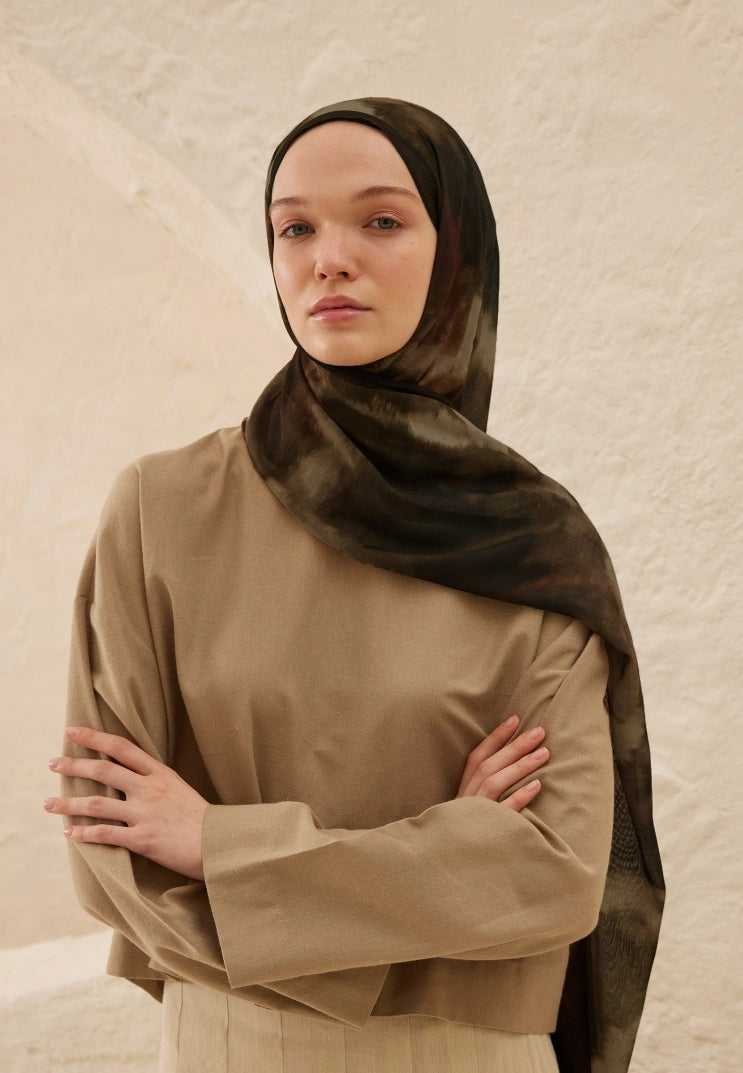 Batik Viscose Scarf Coffee