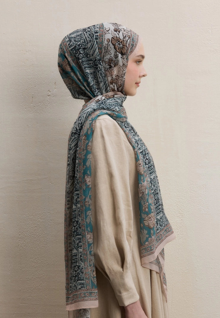 Adella Silk Crepe Scarf Beige