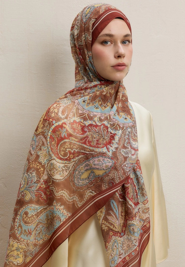 Dark Bohemy Silk Crepe Scarf Tile
