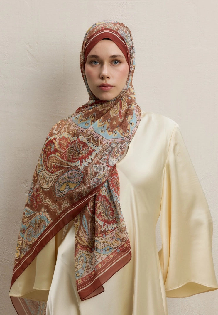 Dark Bohemy Silk Crepe Scarf Tile