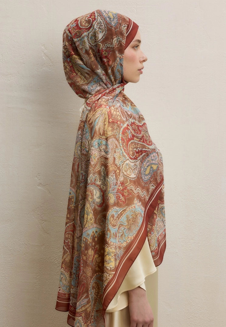 Dark Bohemy Silk Crepe Scarf Tile