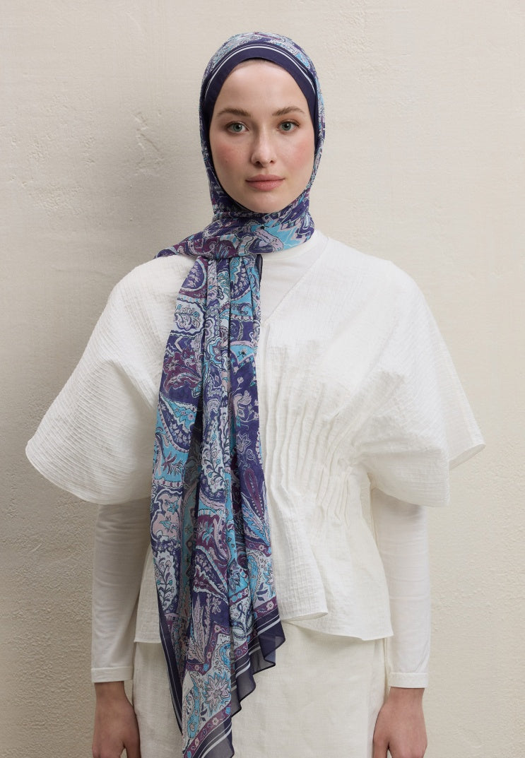 Dark Bohemy Silk Crepe Scarf Lavender