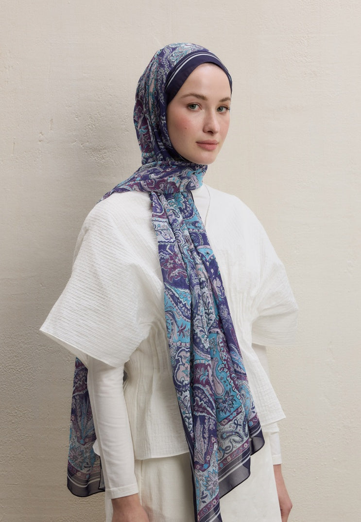 Dark Bohemy Silk Crepe Scarf Lavender