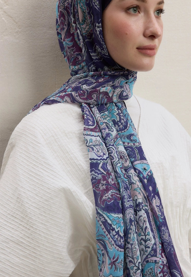 Dark Bohemy Silk Crepe Scarf Lavender
