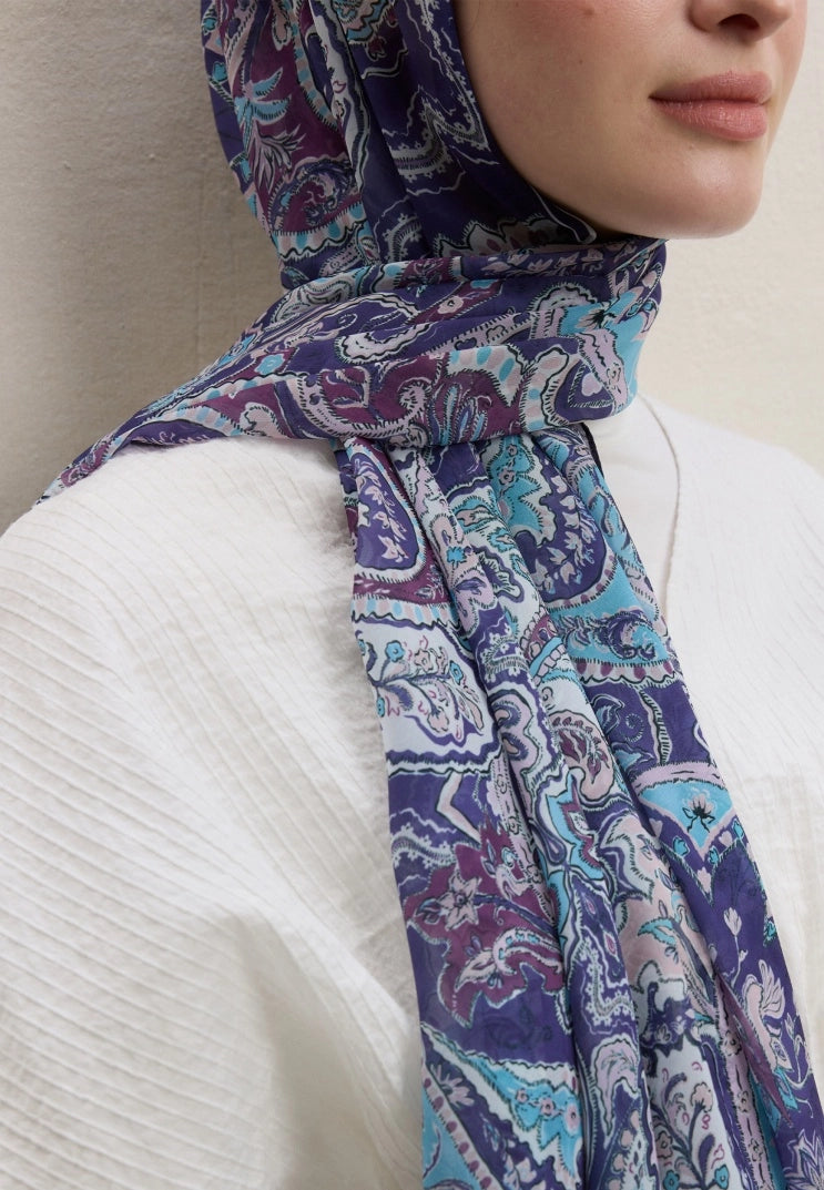 Dark Bohemy Silk Crepe Scarf Lavender