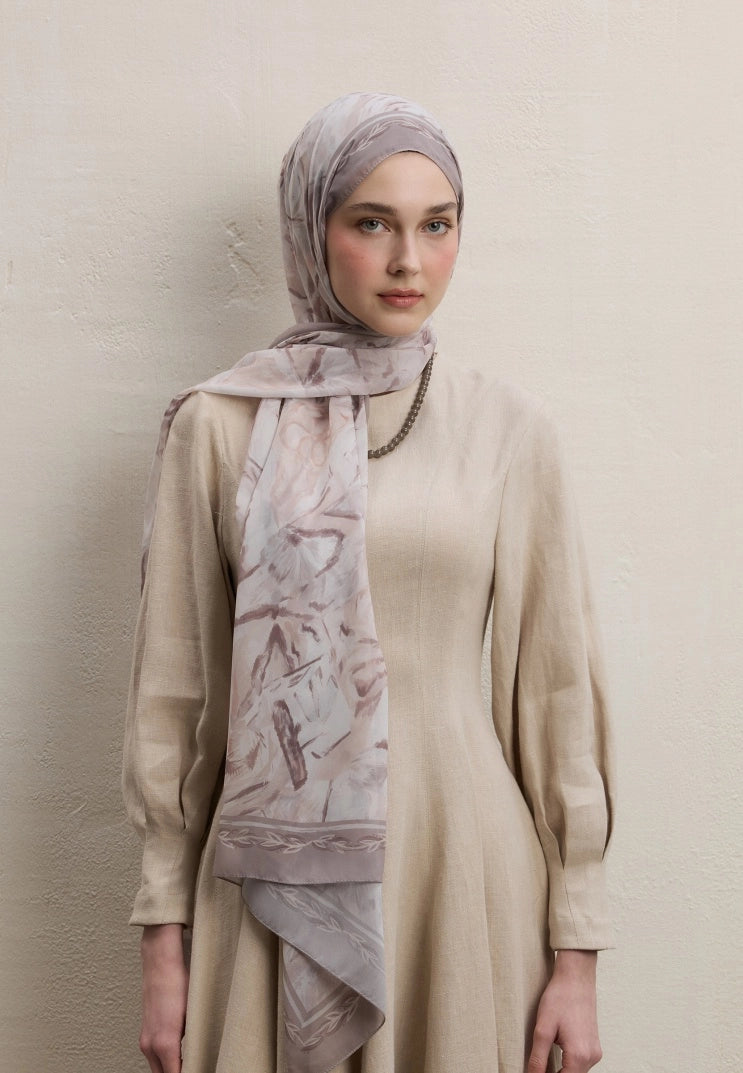 Margot Silk Crepe Scarf Beige
