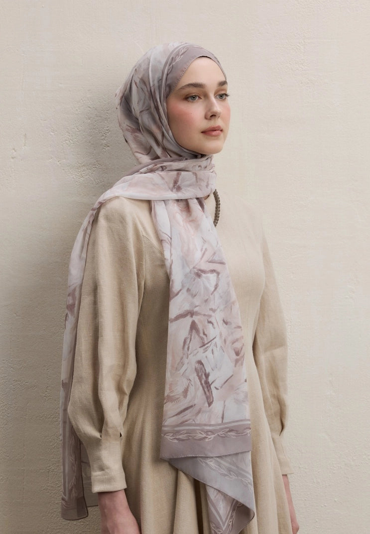 Margot Silk Crepe Scarf Beige