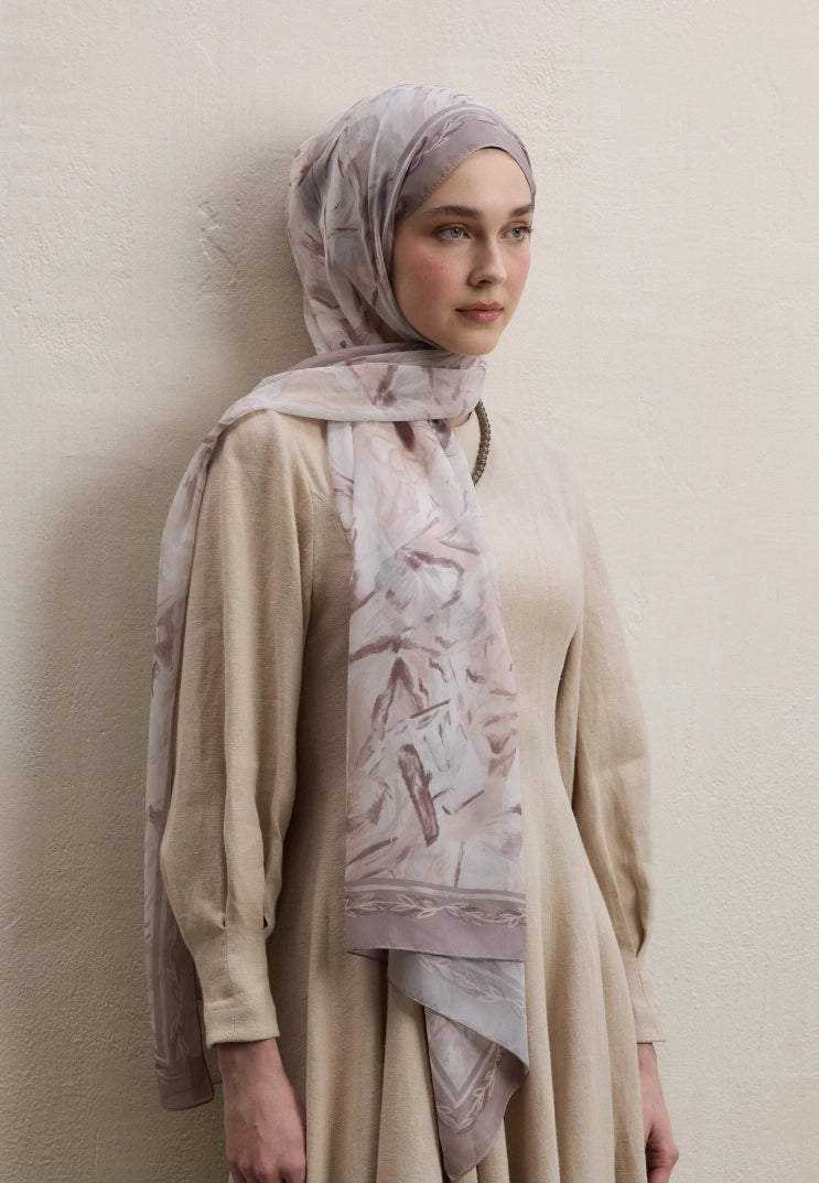 Margot Silk Crepe Scarf Beige