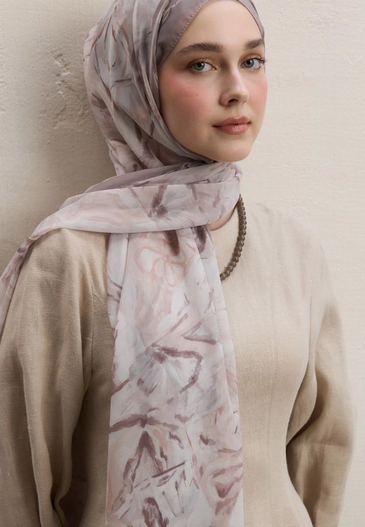 Margot Silk Crepe Scarf Beige