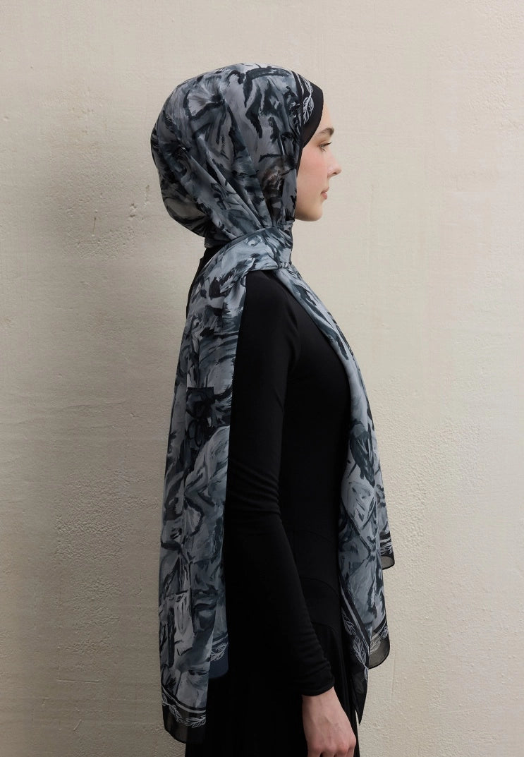 Margot Silk Crepe Scarf Black