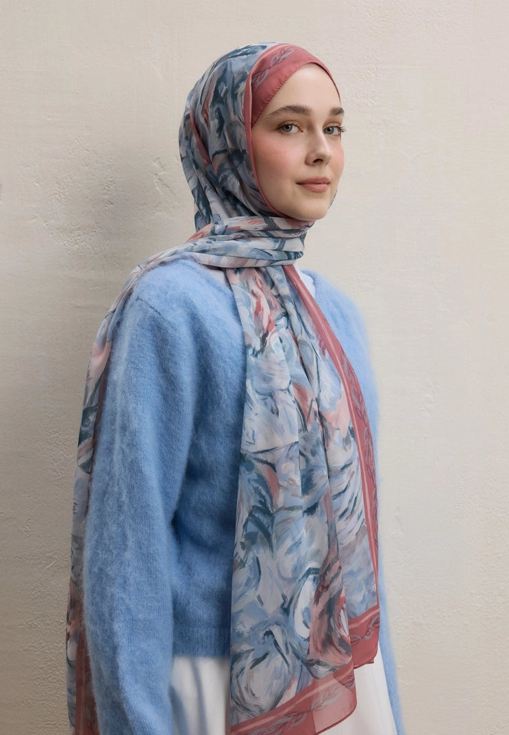 Margot Silk Crepe Scarf Salmon