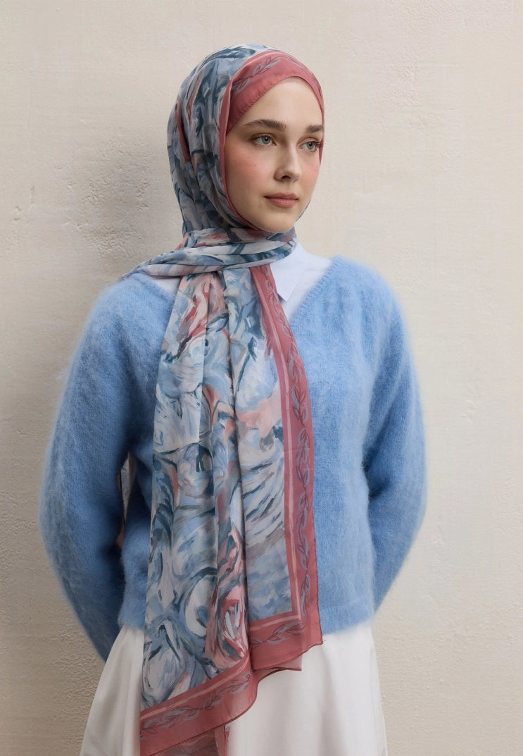 Margot Silk Crepe Scarf Salmon