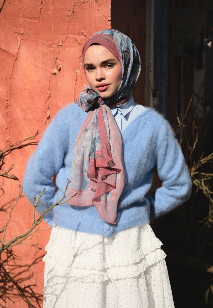 Margot Silk Crepe Scarf Salmon