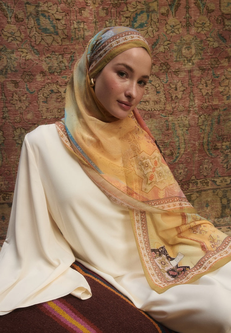 Amelia Silk Crepe Scarf Sunlight